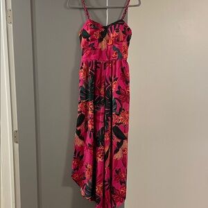 Vibrant Pink Floral Maxi Romper